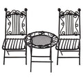 1:12 Scale Miniature Wrought Iron Bistro Set - Dollhouse Garden Patio Table & 2 Chairs