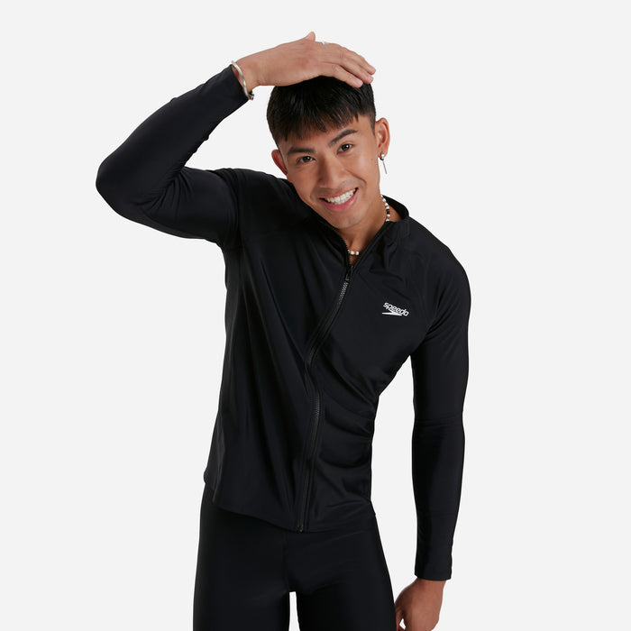 Áo Bơi Chống Nắng Tay Dài Nam Speedo Essentials - Đen - Supersports Vietnam