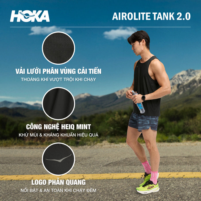 Áo Ba Lỗ Nam HOKA Airolite 2.0 - Đen - Supersports Vietnam