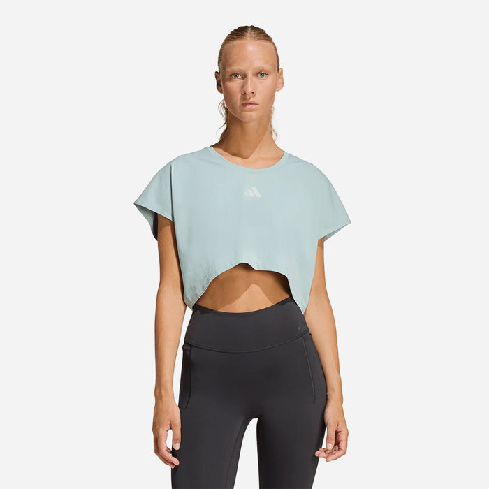 Áo Crop-Top Nữ Adidas Power Workout Boxy 3-Stripes - Xanh Mint - Supersports Vietnam