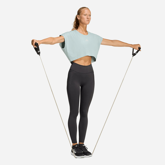 Áo Crop-Top Nữ Adidas Power Workout Boxy 3-Stripes - Xanh Mint - Supersports Vietnam