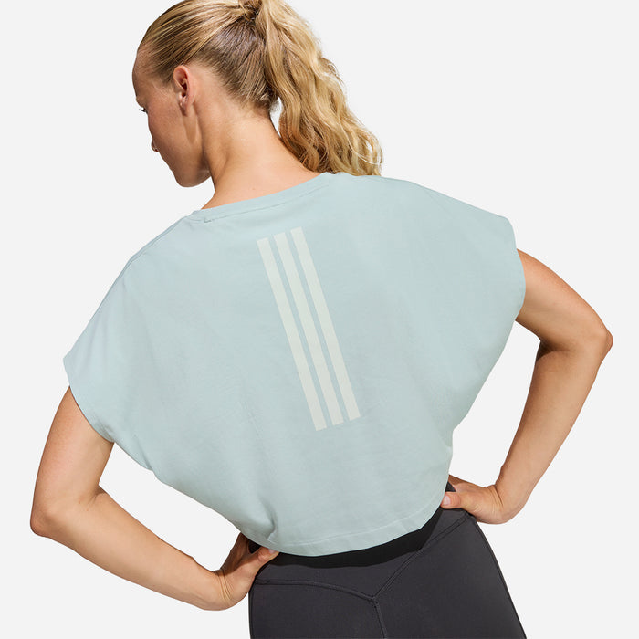 Áo Crop-Top Nữ Adidas Power Workout Boxy 3-Stripes - Xanh Mint - Supersports Vietnam