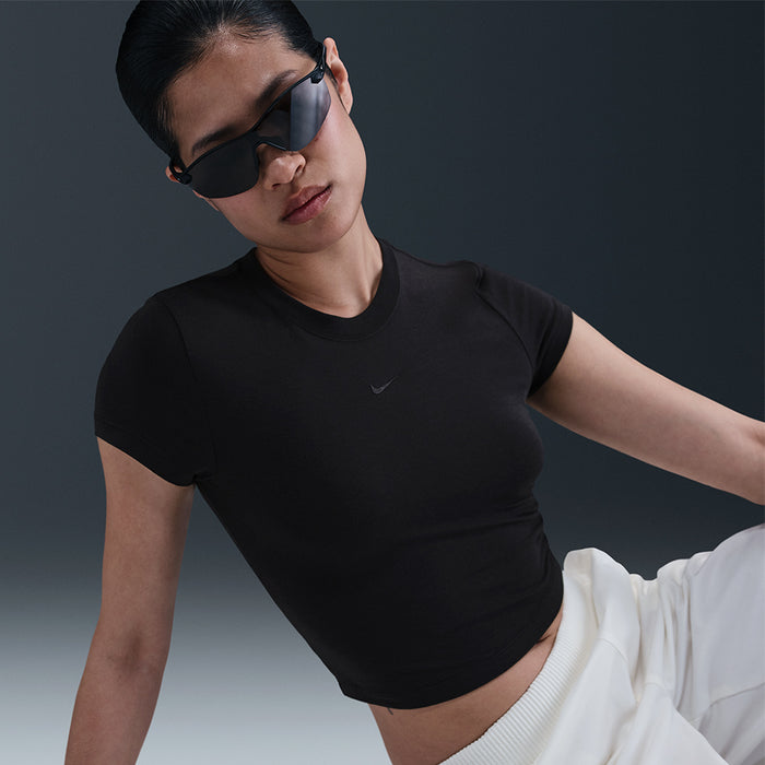 Áo Crop-Top Nữ Nike Sportswear Chill Knit - Đen - Supersports Vietnam