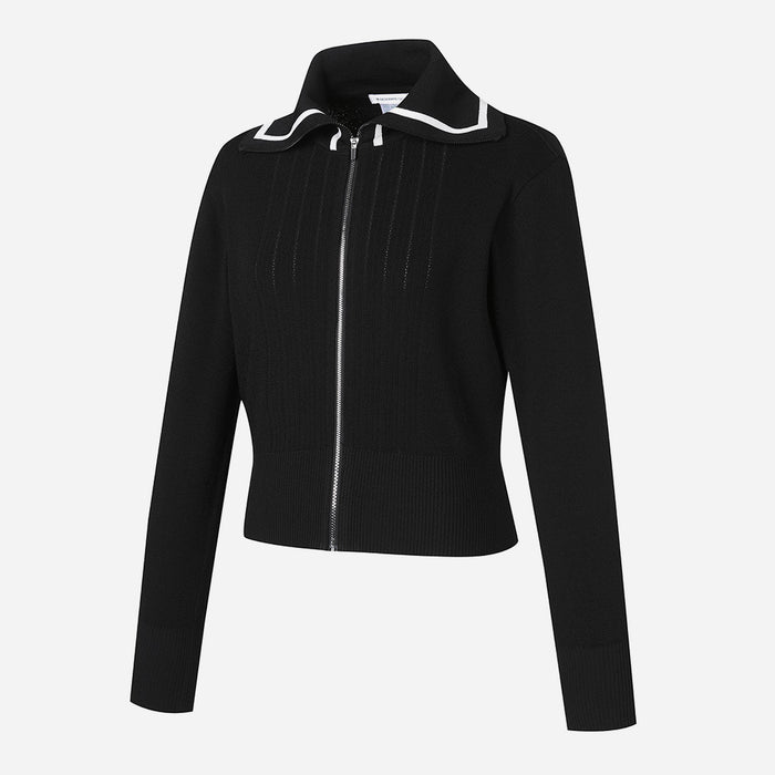 Áo Khoác Golf Nữ Descente Wide Collar Cardigan - Đen - Supersports Vietnam