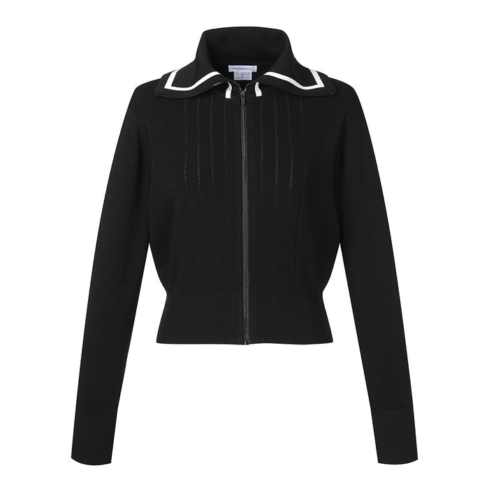 Áo Khoác Golf Nữ Descente Wide Collar Cardigan - Đen - Supersports Vietnam