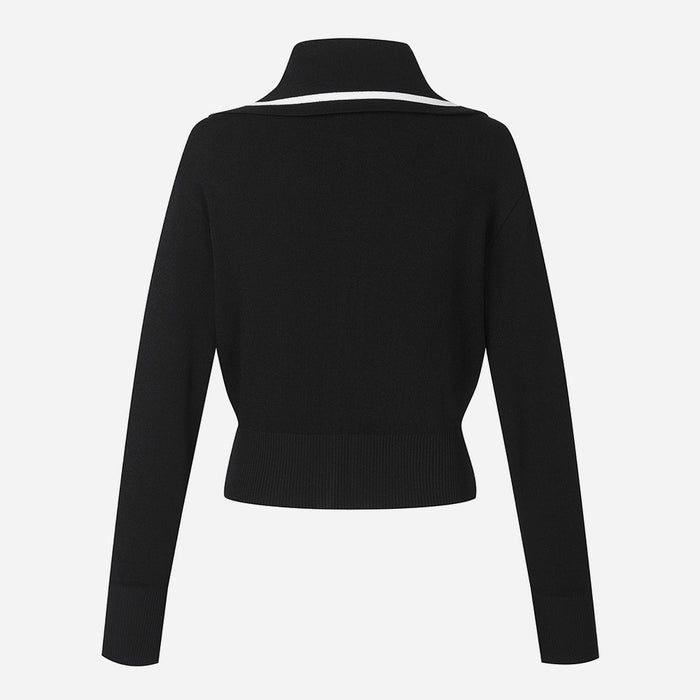 Áo Khoác Golf Nữ Descente Wide Collar Cardigan - Đen - Supersports Vietnam