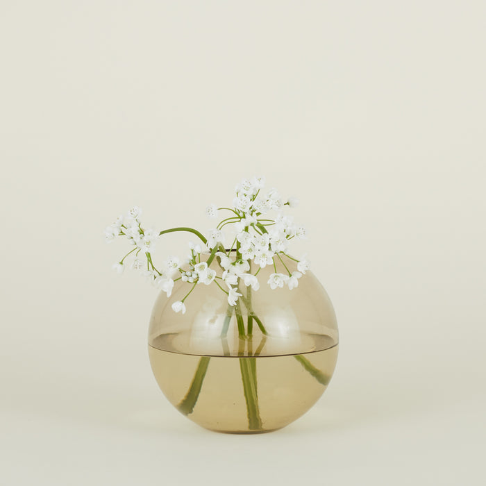 Large aurora sphere vase in smoke with florals