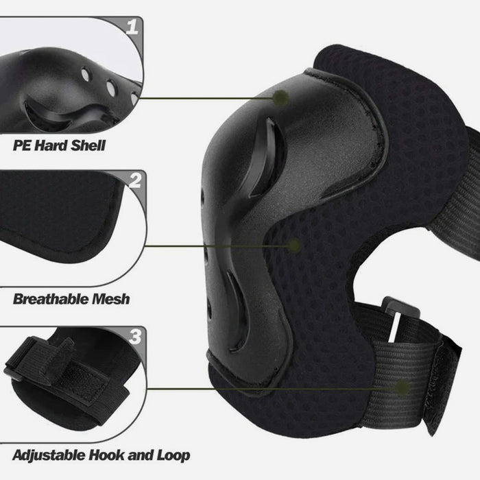 Bộ Miếng Đệm Bảo Vệ Spartan Knee & Elbow Pads And Wrist Protective Set - Đen - Supersports Vietnam