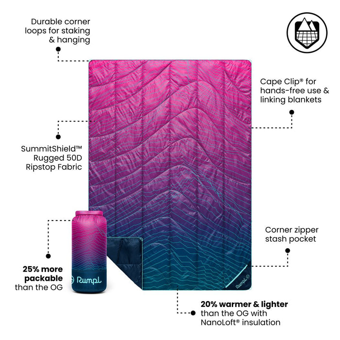 Rumpl Backcountry Puffy Blanket - Moraine Backcountry Puffy Blanket - Moraine | Rumpl Blankets For Everywhere Printed Backcountry Puffy