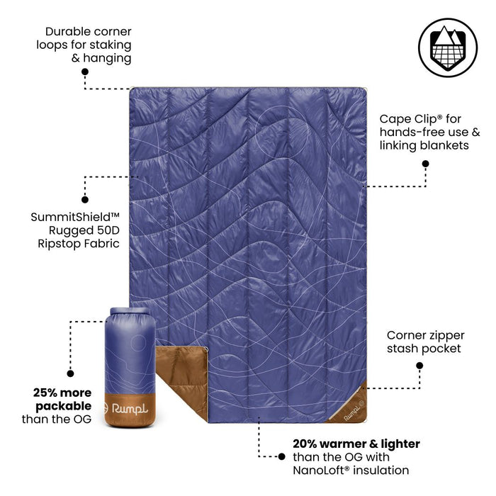 Rumpl Backcountry Puffy Blanket - Trace Valley Marionberry Backcountry Puffy Blanket - Trace Valley Marionberry | Rumpl Blankets For Everywhere Printed Backcountry Puffy