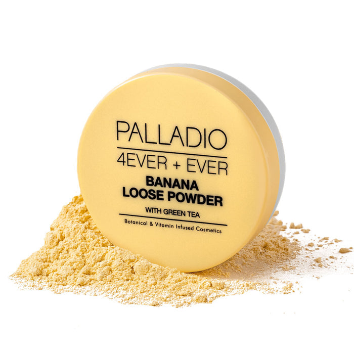 Palladio Banana Loose Setting Powder container displayed with loose golden powder.