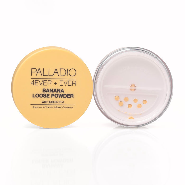 Open Palladio Banana Loose Setting Powder container with the lid shown beside it.