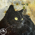 Black Cat with Orchids – Commissioned Oil Portrait