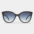 Black Oversized Round Frame Sunglasses with Blue Gradient Lenses
