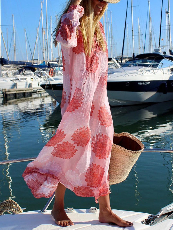 Bohemian Retro Casual Loose Floral Maxi Dress