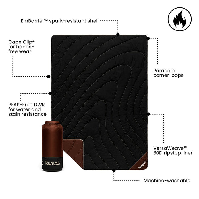 Rumpl Campfire Puffy Blanket - Black Mocha Campfire Puffy Blanket - Black Mocha | Rumpl Blankets For Everywhere Solid Campfire Puffy