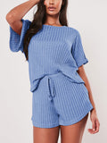 Casual Loose Short Sleeve Top Shorts Two Peice Suits