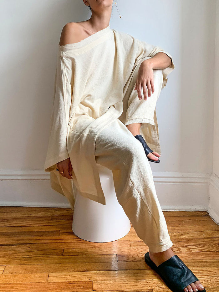 Casual Loose Solid Color Cotton Linen Two Piece Set
