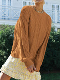 Casual Loose Solid Color Round Neck Sweater