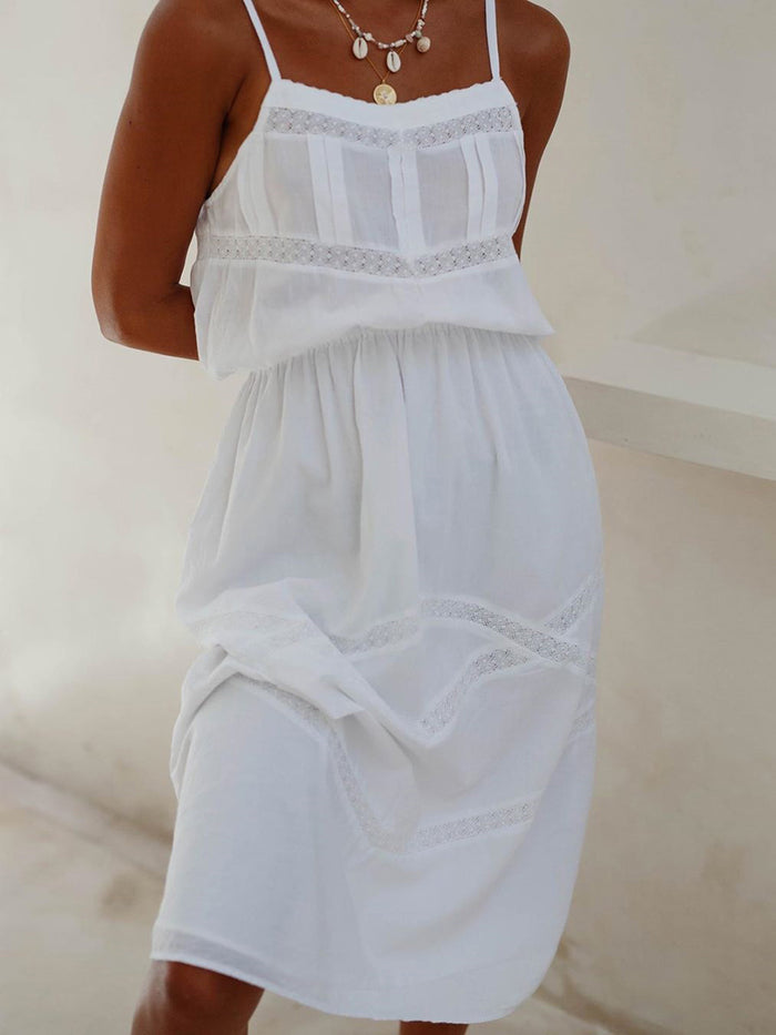 Casual Loose Solid Color Sling Sleeveless Dress