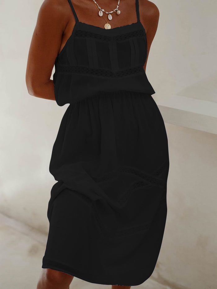 Casual Loose Solid Color Sling Sleeveless Dress