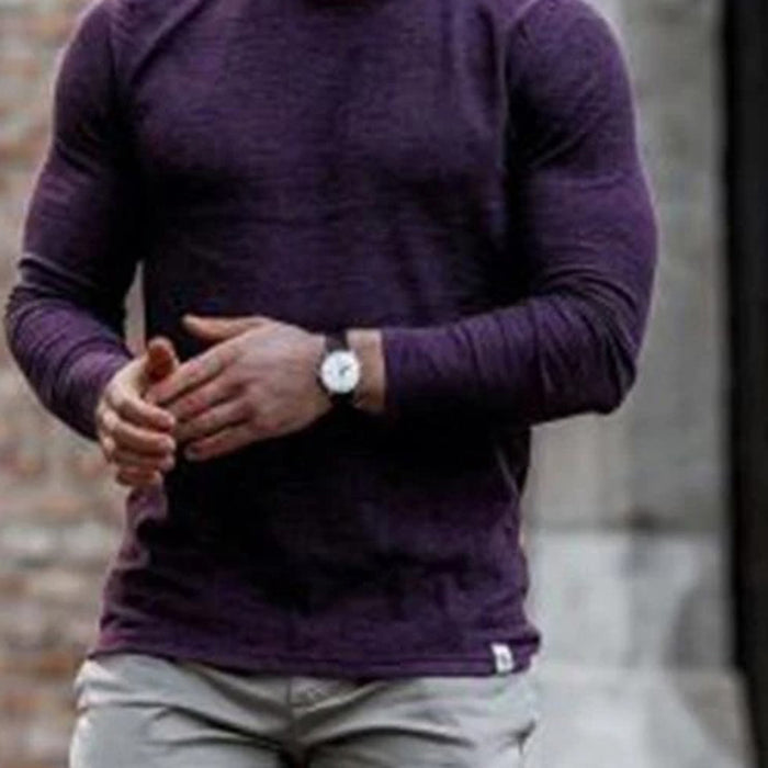 Casual Round Neck Solid Color Long Sleeve T-Shirt