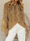 Casual Round Neck Solid Color Long-sleeved Loose Sweater