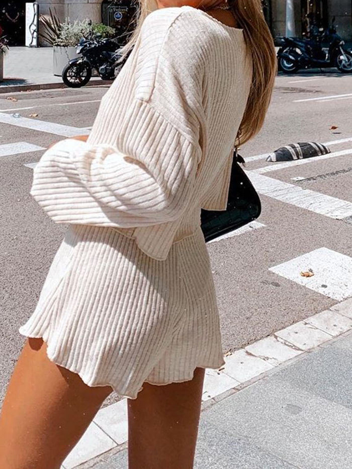 Casual Solid Color Loose Long Sleeve Suit