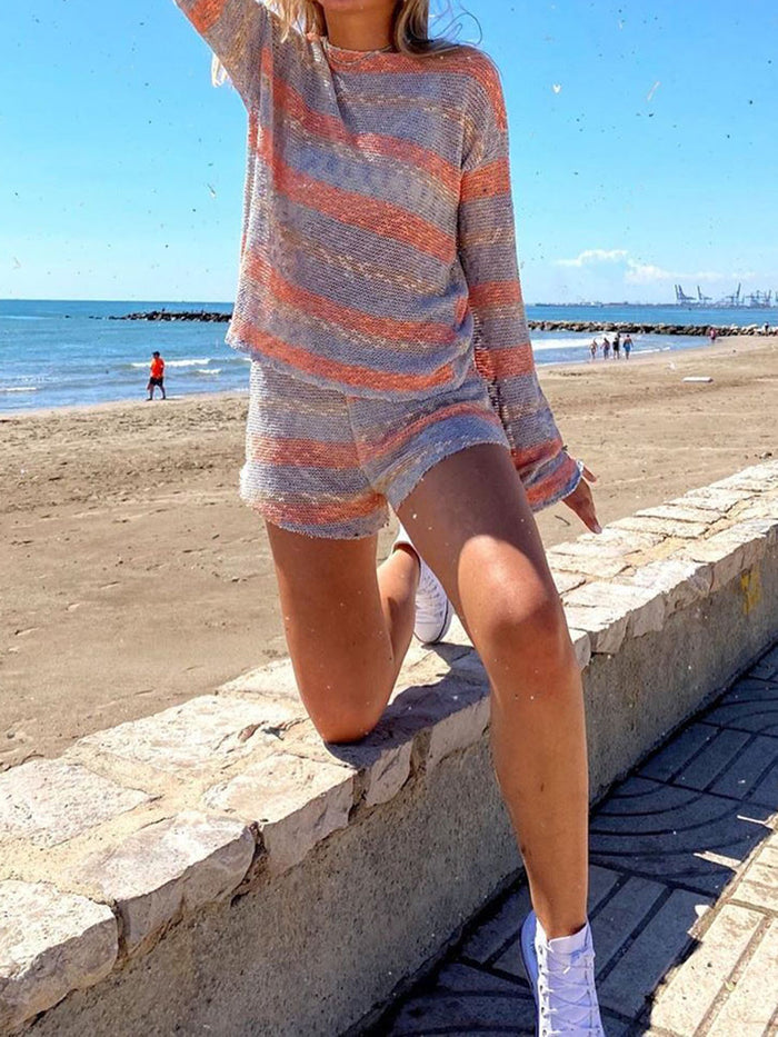 Casual Striped Loose Suit