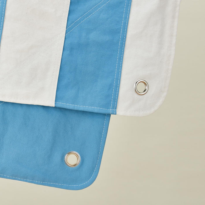 Close up view of catalina shower curtain in atlantic