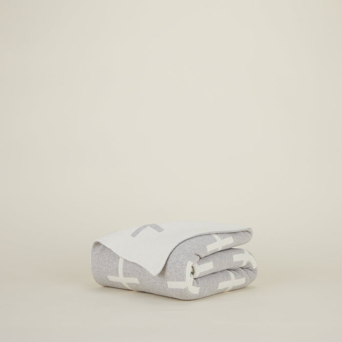 Cross Knit Throw - Light Grey