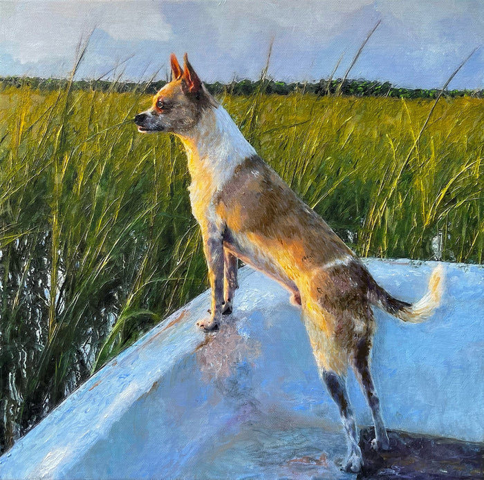 Custom Outdoor Dog Oil Portrait | Pet Art from Photo