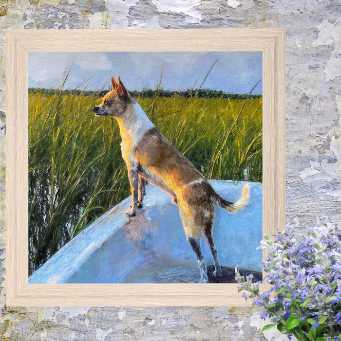 Custom Outdoor Dog Oil Portrait | Pet Art from Photo