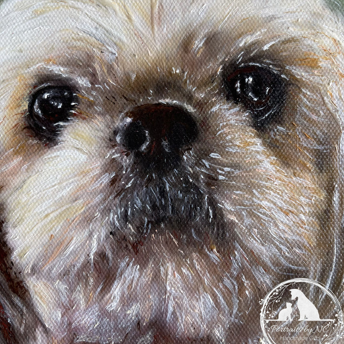 Custom Shih Tzu Dog Oil Portrait | Pet Art from Photo