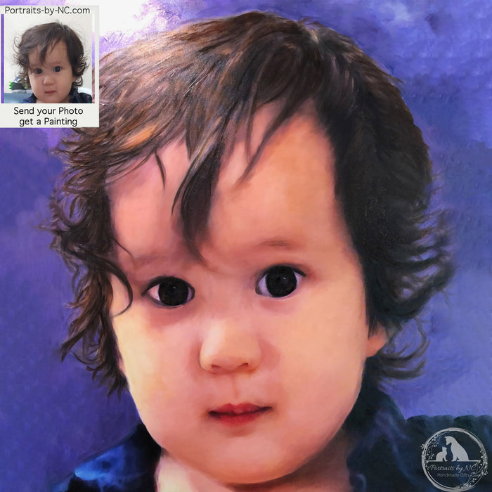 Custom Toddler Boy Oil Portrait – Hand-Painted Child Portrait | Heirloom Fine Art Gift
