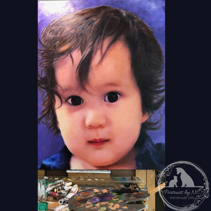 Custom Toddler Boy Oil Portrait – Hand-Painted Child Portrait | Heirloom Fine Art Gift