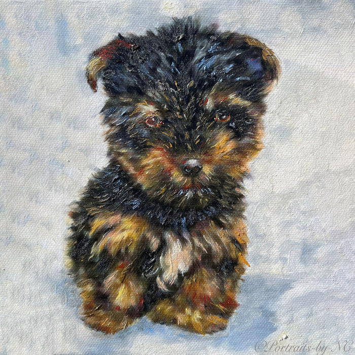 Custom Yorkie Puppy Dog Oil Portrait | Pet Art from Photo