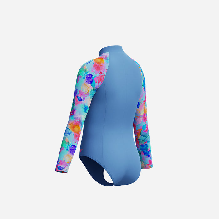 Đồ Bơi Một Mảnh Bé Gái Speedo Print Long Sleeve Zip - Xanh Dương - Supersports Vietnam