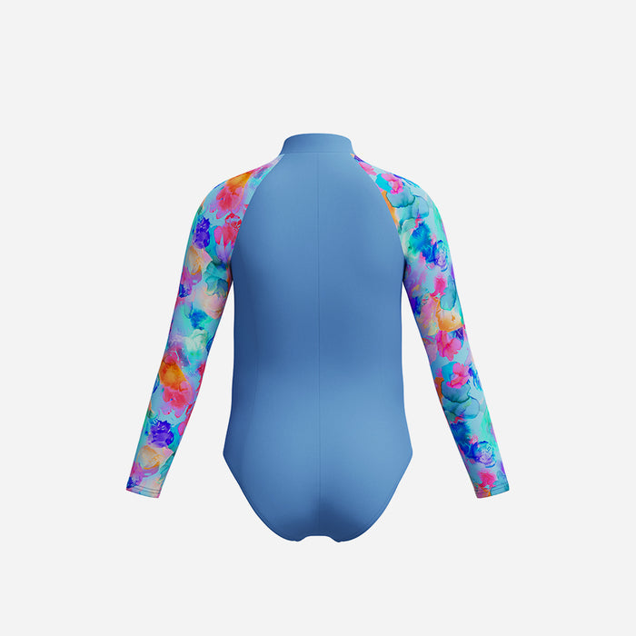 Đồ Bơi Một Mảnh Bé Gái Speedo Print Long Sleeve Zip - Xanh Dương - Supersports Vietnam