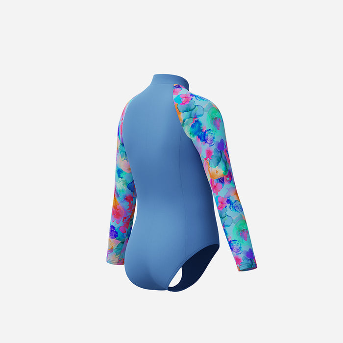 Đồ Bơi Một Mảnh Bé Gái Speedo Print Long Sleeve Zip - Xanh Dương - Supersports Vietnam