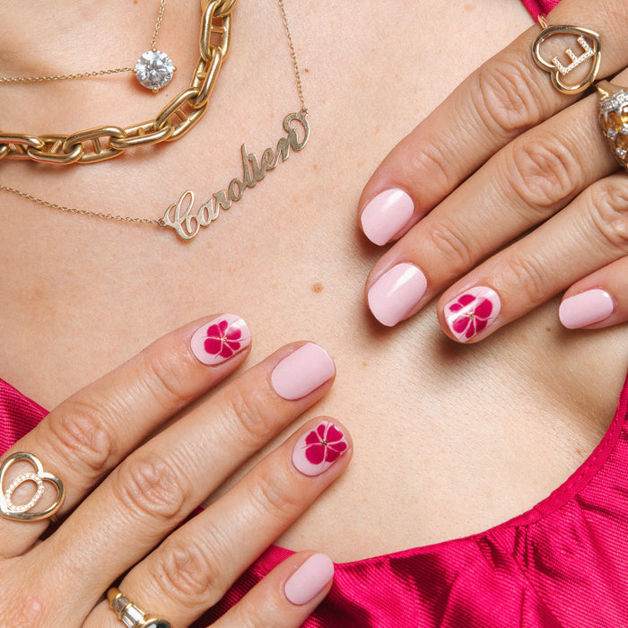 Dahlia by Carolien Spoor Maniac gellak stickers manicure nail art pink gold