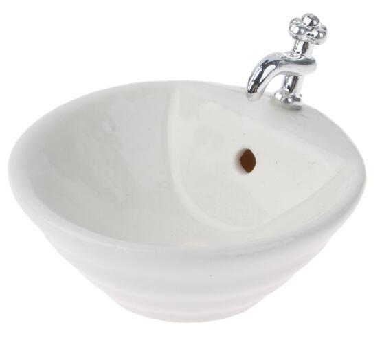 Dollhouse Sink 1/12 Scale Washbasin - Diorama Scene Accessories round