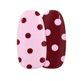 Dot About It gel nail sticker by Maniac Nails, pink and bordeaux polka dot nail