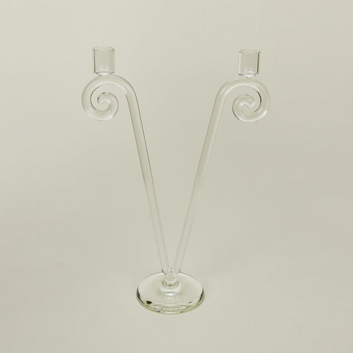 Close up view of Double Stem Spiral Candle Holder