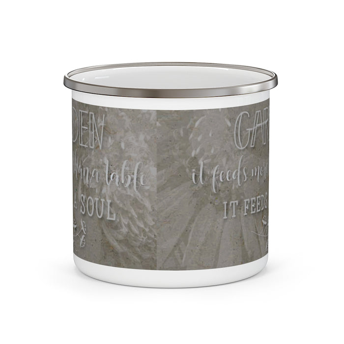 Enamel Camping Mug with Gardening Quote - Gifts for Gardeners