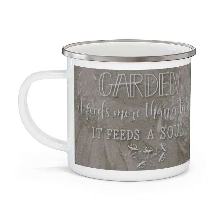 Enamel Camping Mug with Gardening Quote - Gifts for Gardeners
