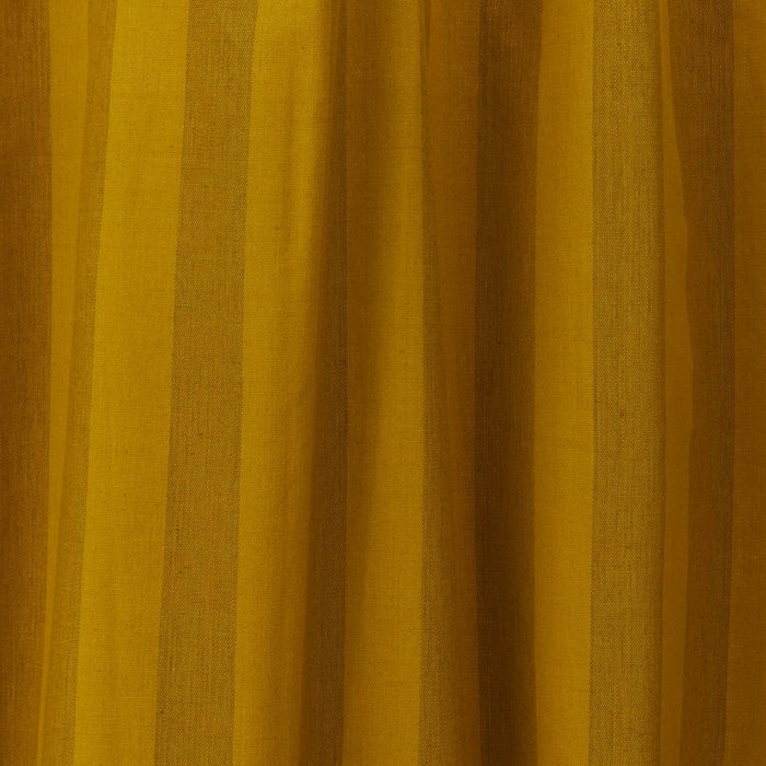 Close up view of  Essential striped shower curtain in mustard / bronze