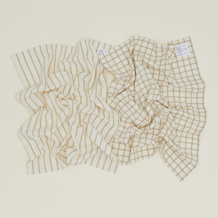 Essential Yarn Dyed Dish Towel, Set of 2 - Ivory + Flax