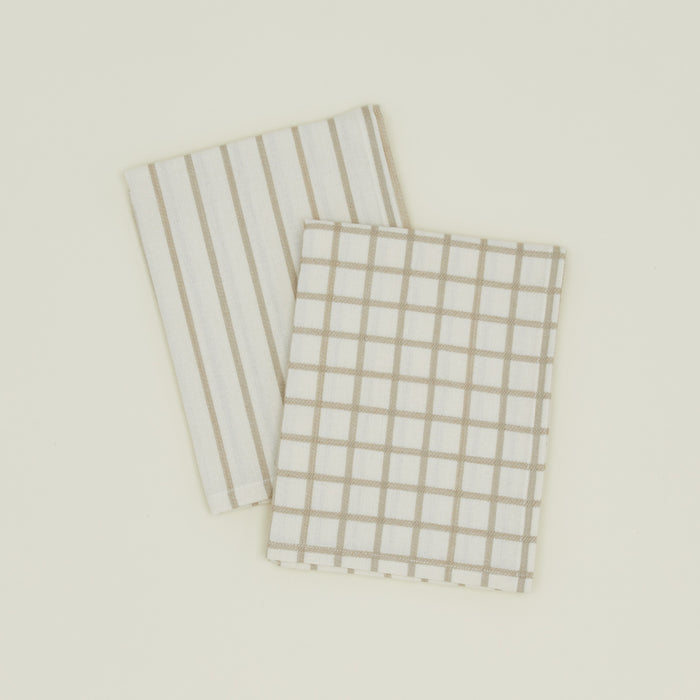 Essential Yarn Dyed Dish Towel, Set of 2 - Ivory + Flax