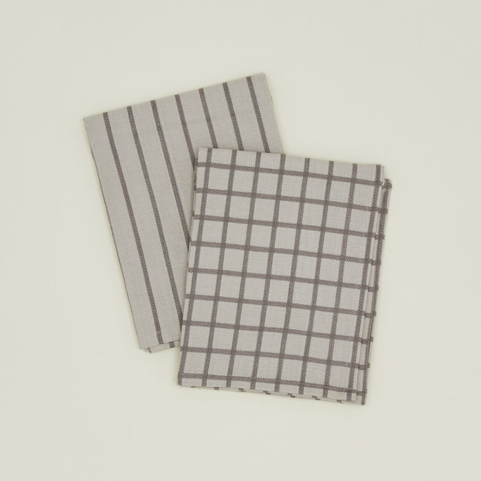 Essential Yarn Dyed Dish Towel, Set of 2 - Light Grey + Dark Grey